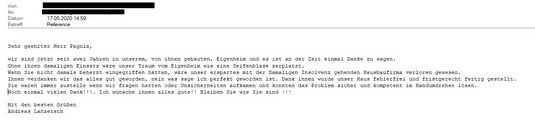 Referenzschreiben Hausbau von Andreas Lanzerath Referenzschreiben Hausbau von Andreas Lanzerath