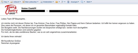 Referenzschreiben Hausbau von Herrn Jeyasegaran