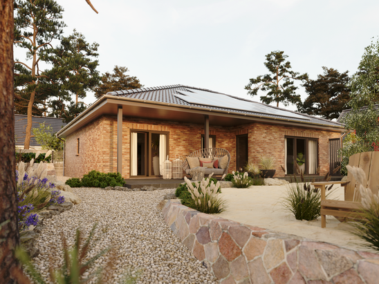 Großer Bungalow 128 mit Klinkeroptik, perfekt geeignet für eine leistungsstarke Photovoltaikanlage